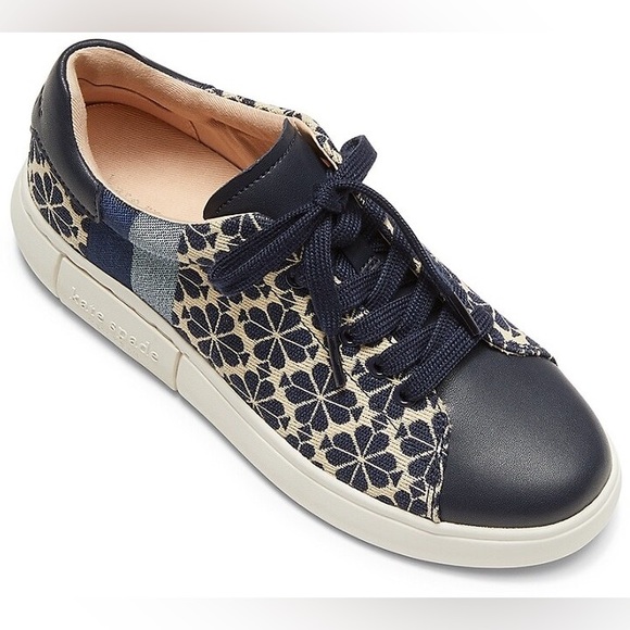 ♥️♠️♥️ Kate Spade Flower Jacquard Keswick Sneakers Navy blue, size 7 ♥️♠️♥️ - Picture 5 of 10